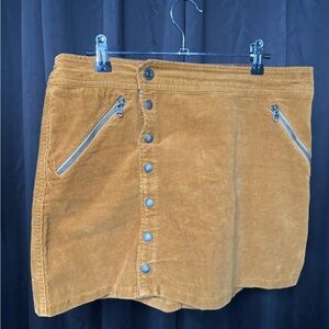 Corduroy Button-Front Skirt in Mustard